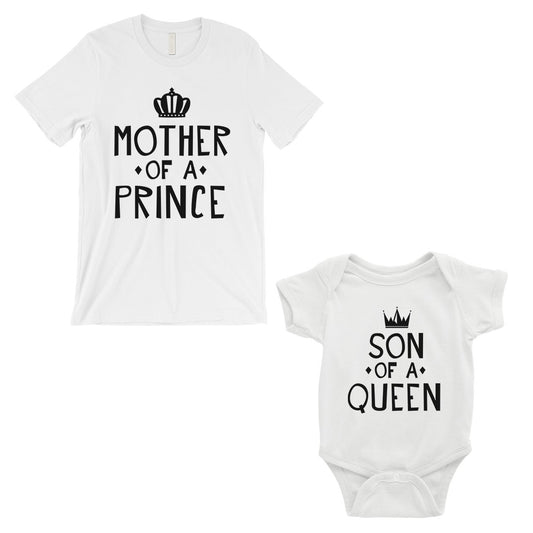 Queen Of Prince Mom Baby Matching T-Shirts White Mothers Day Gifts