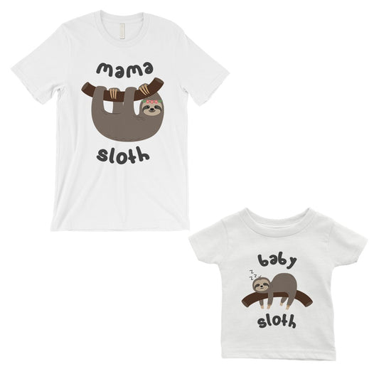 Mama Baby Sloth Mom Baby Matching T-Shirts White First Mother's Day