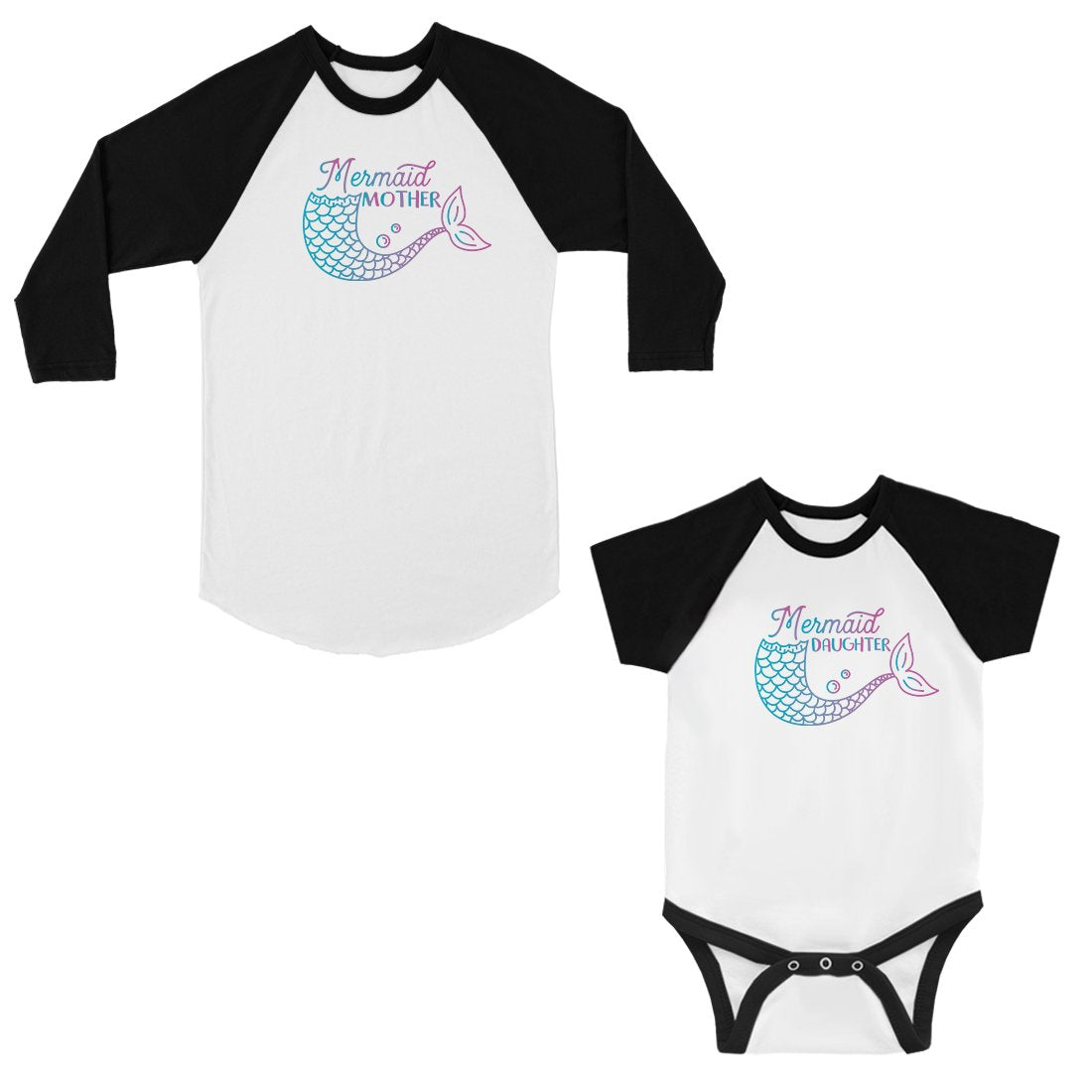 Mermaid Mother Daughter Mom and Baby Matching Baseball Shirts Gift