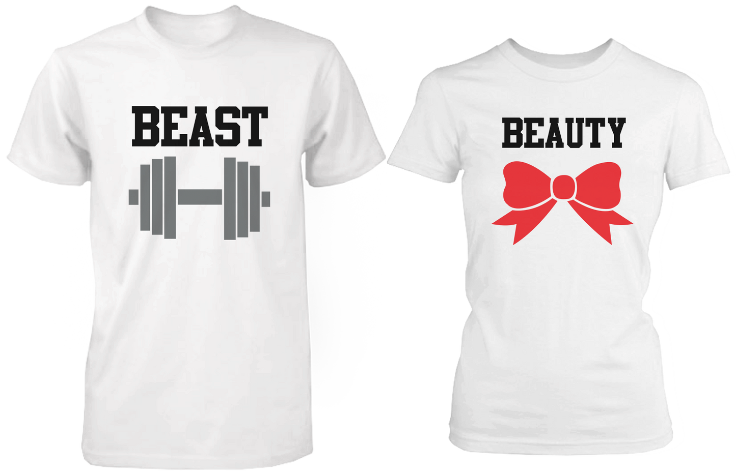 Beauty & Beast White Matching Couple Shirts (Set)