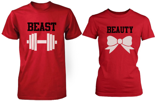 Beauty & Beast Red Matching Couple Shirts (Set)