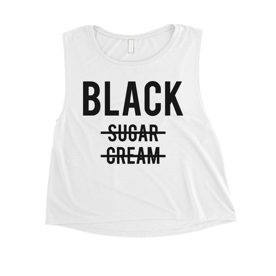 365 Printing Black No Sugar Cream Womens Courageous Celebration Crop Tank Top