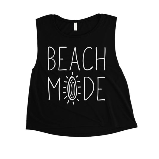 365 Printing Beach Mode Womens Relax Serene Mood Summer Vacation Crop Tank Top