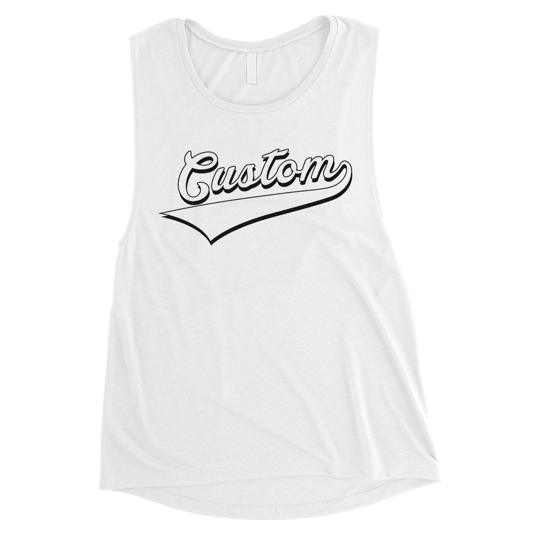 White College Swoosh Fun Cool Rad Womens Personalized Muscle Tops