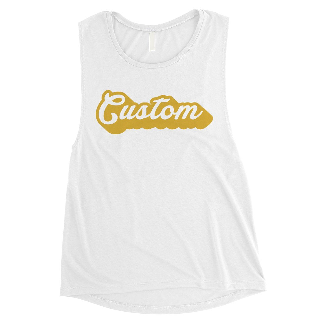 Yellow Pop Up Text Colorful Bold Womens Personalized Muscle Tops