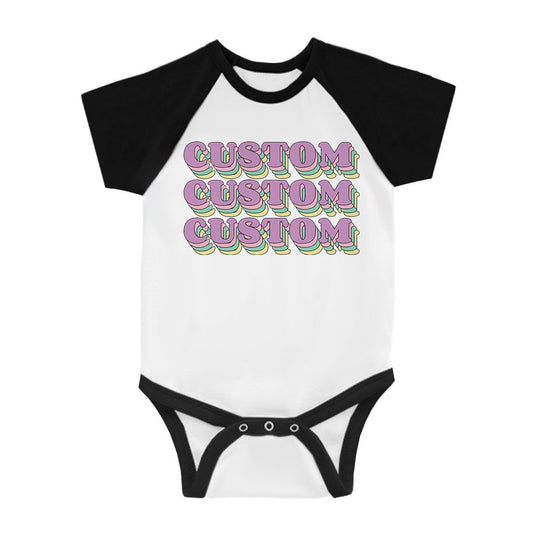 Sorority Theme Purple Top Text Baby Personalized Baseball Shirt