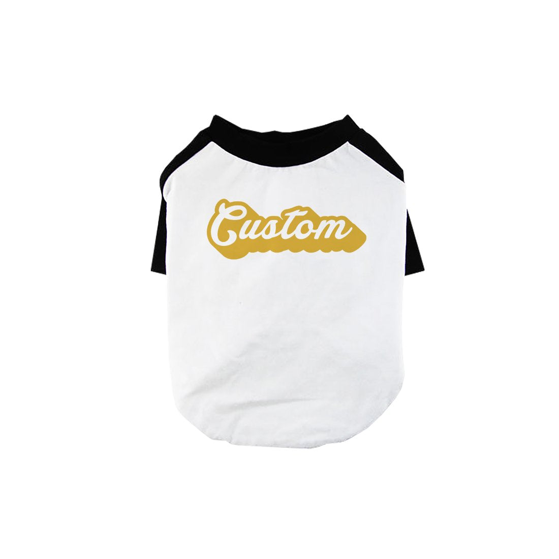 Yellow Pop Up Text Pets Personalized Baseball Shirt for Small Dog