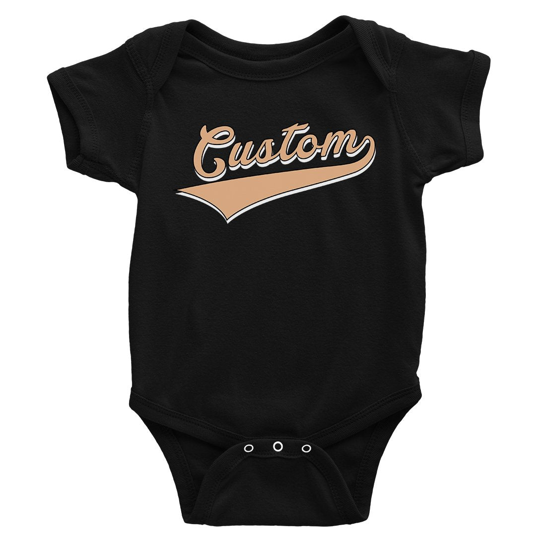 Orange College Swoosh Groovy Cool Baby Personalized Bodysuit Gift