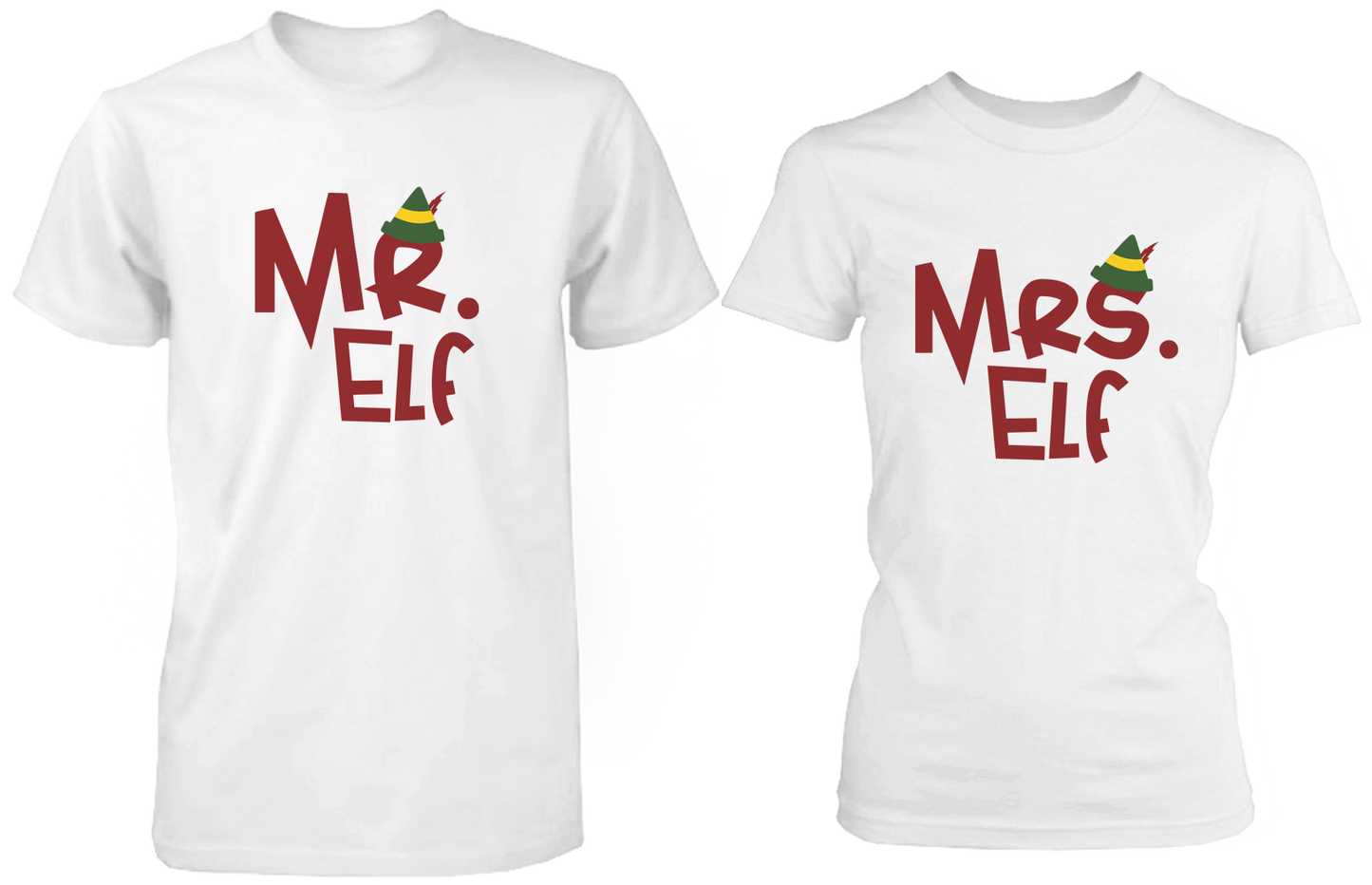 Mr Elf & Mrs Elf White Matching Couple Shirts (Set)