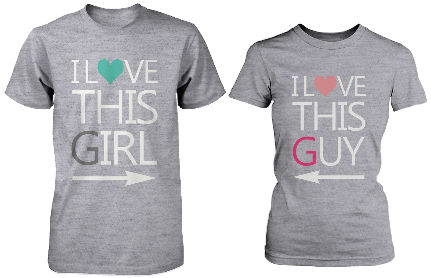 I Love This Girl & Guy Matching Couple Shirts in Grey (Set)