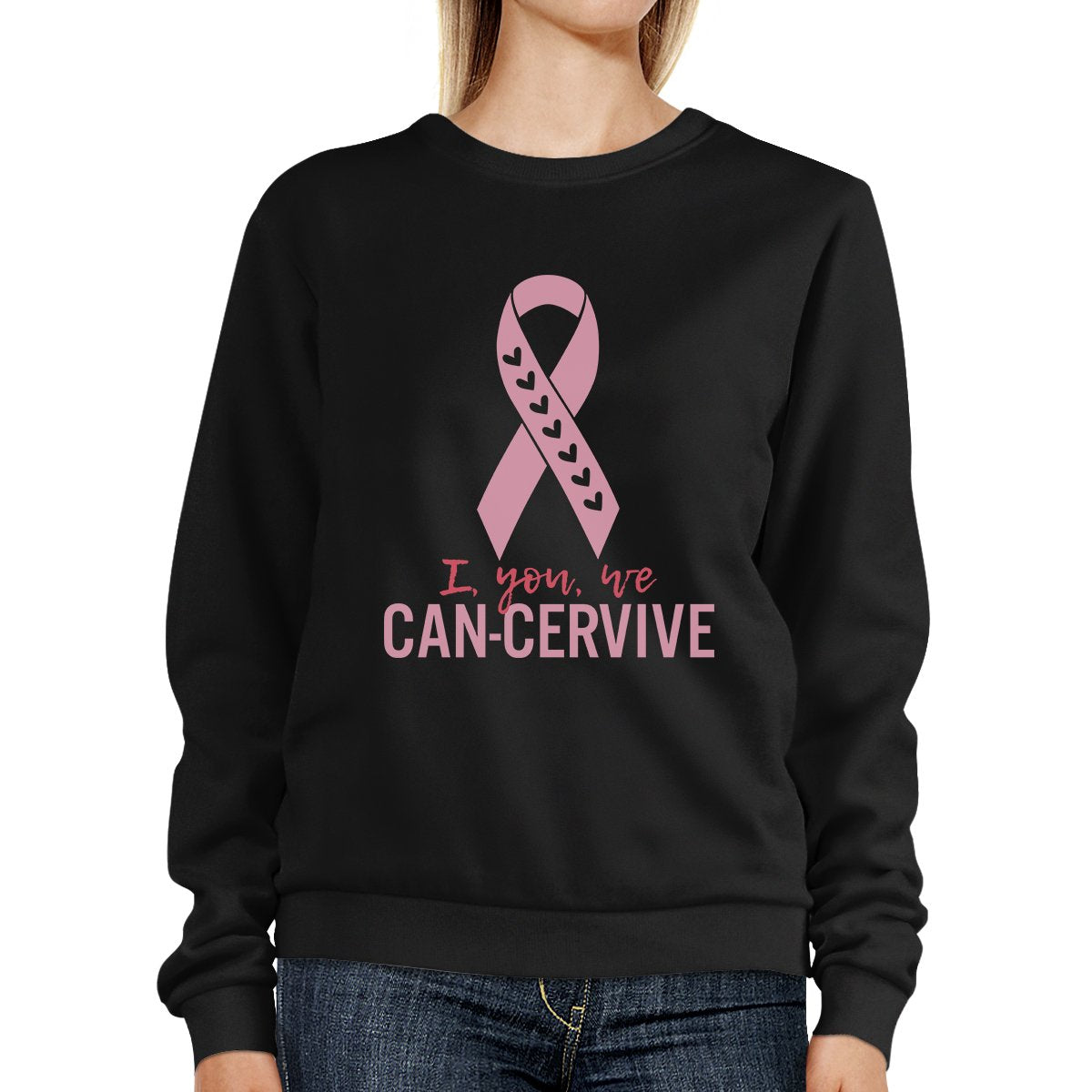 I You We Can-Cervive Breast Cancer Black SweatShirt