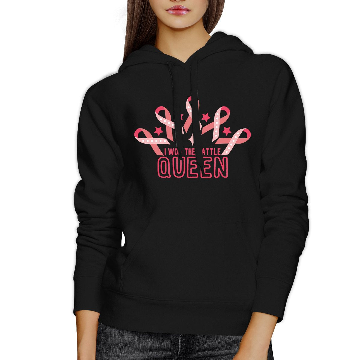 Won The Battle Queen Breast Cancer Awareness Black Hoodie