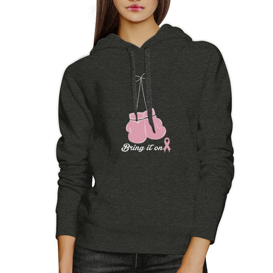 Bring It On Breast Cancer Awareness Boxing Dark Grey Hoodie