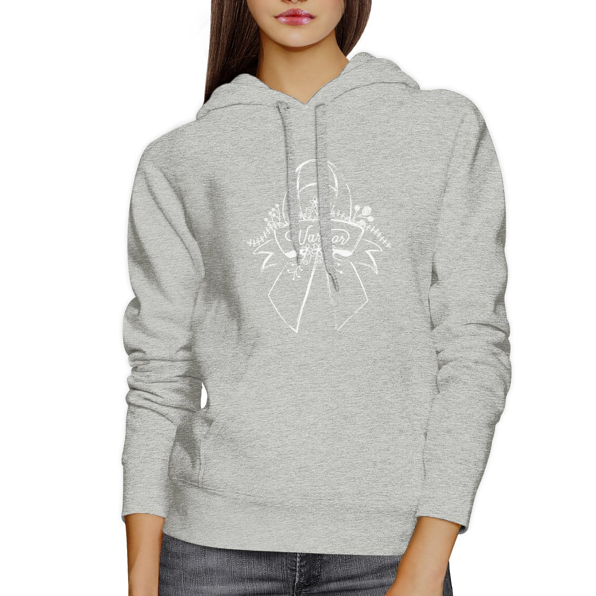 Warrior Breast Cancer Awareness Grey Hoodie