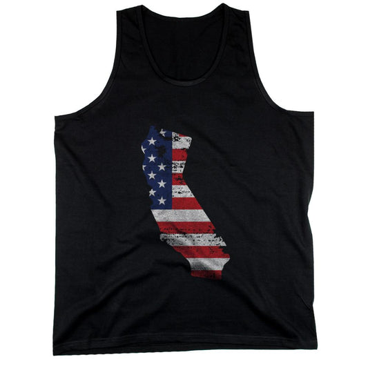 CA State USA Flag Men's Tank Top California American Flag Tanks