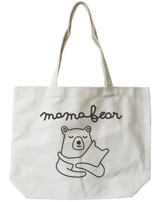 Mamabear Women's 100% Cotton Canvas Tote Bag, Reusable Eco-bag