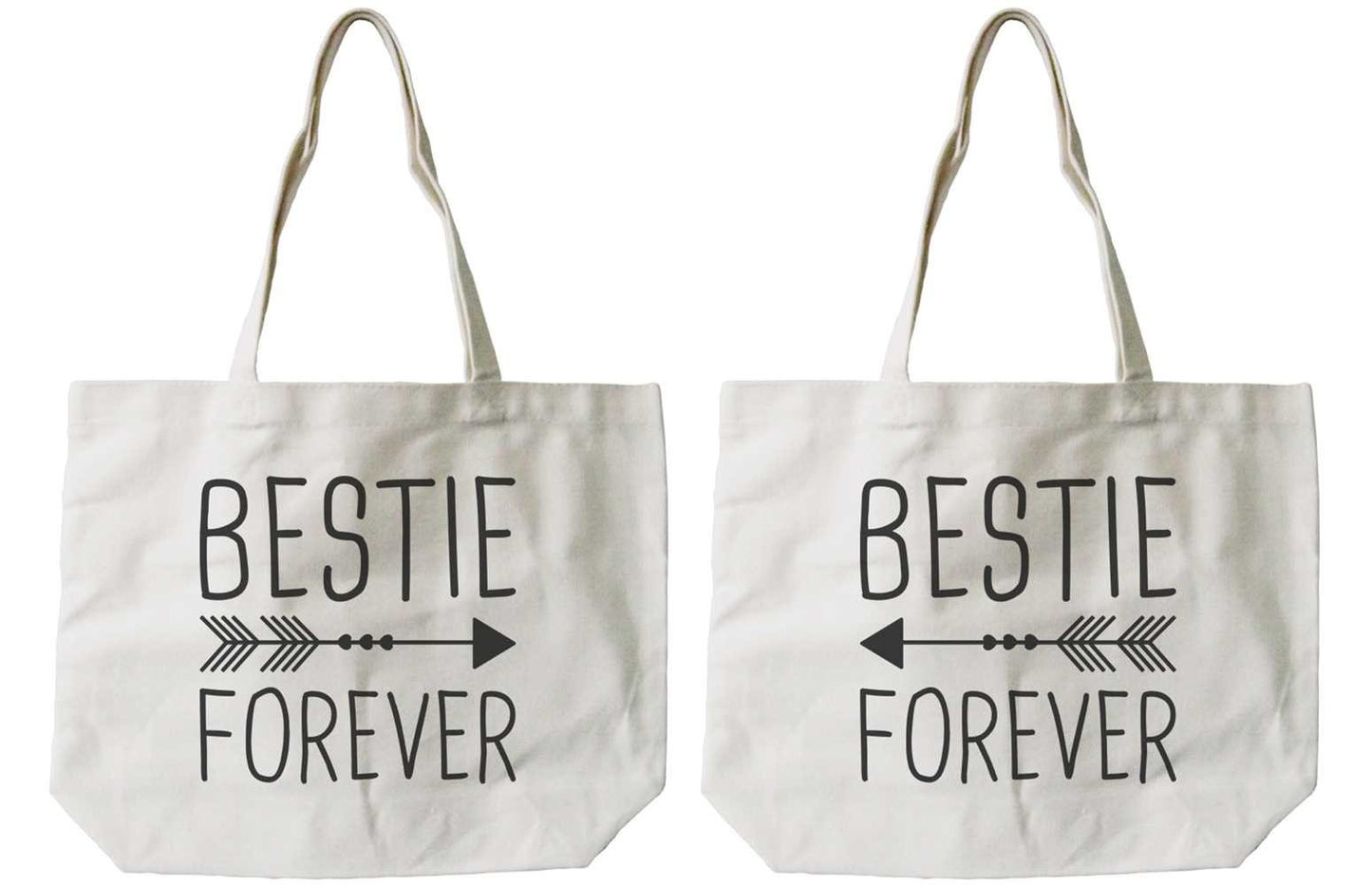 Women's Eco-friendly Bestie Forever BFF Matching Natural Canvas Tote Bag