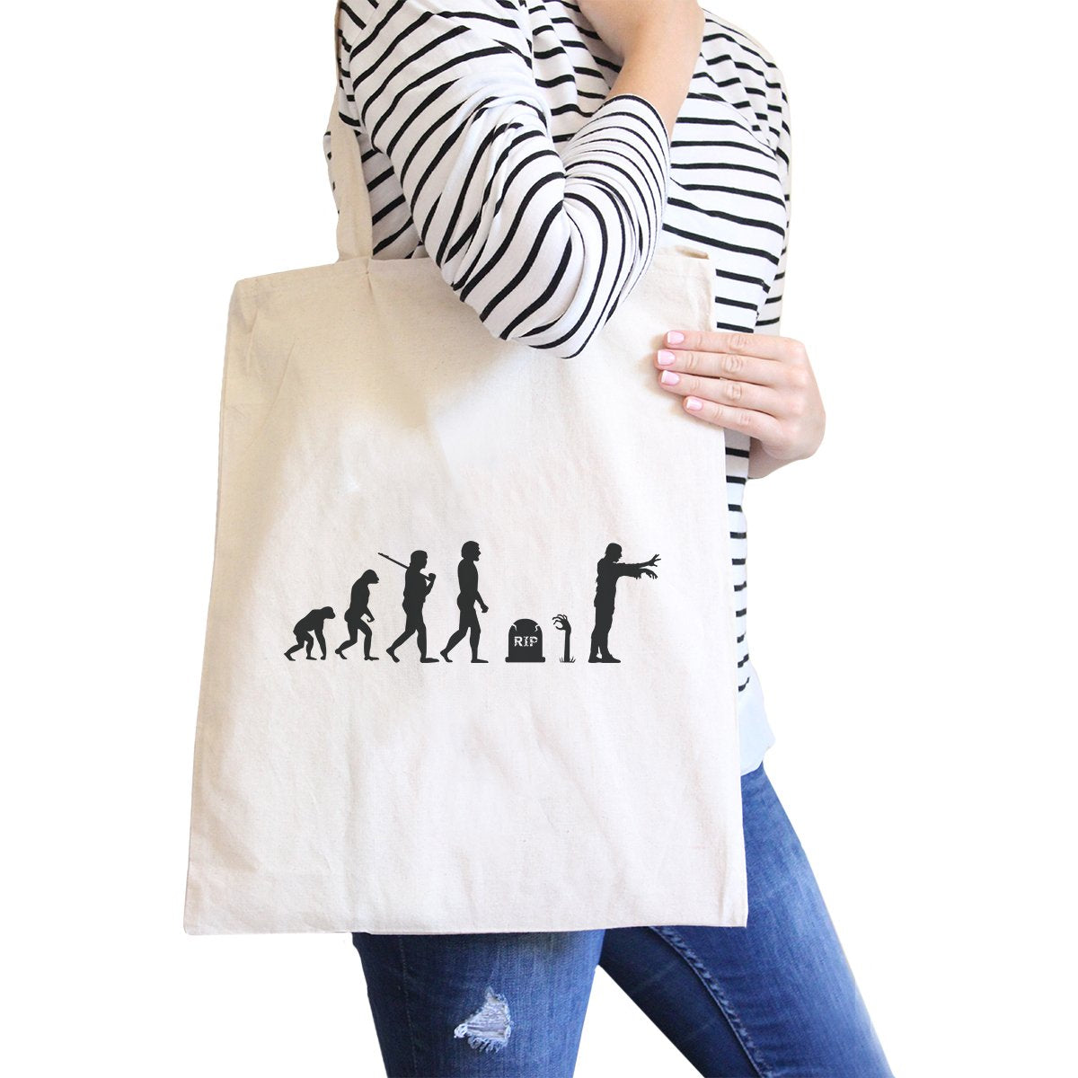 Zombie Evolution Natural Canvas Bags