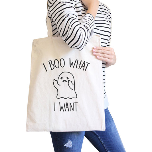 I Boo What I Want Ghost Natural Canvas Bags