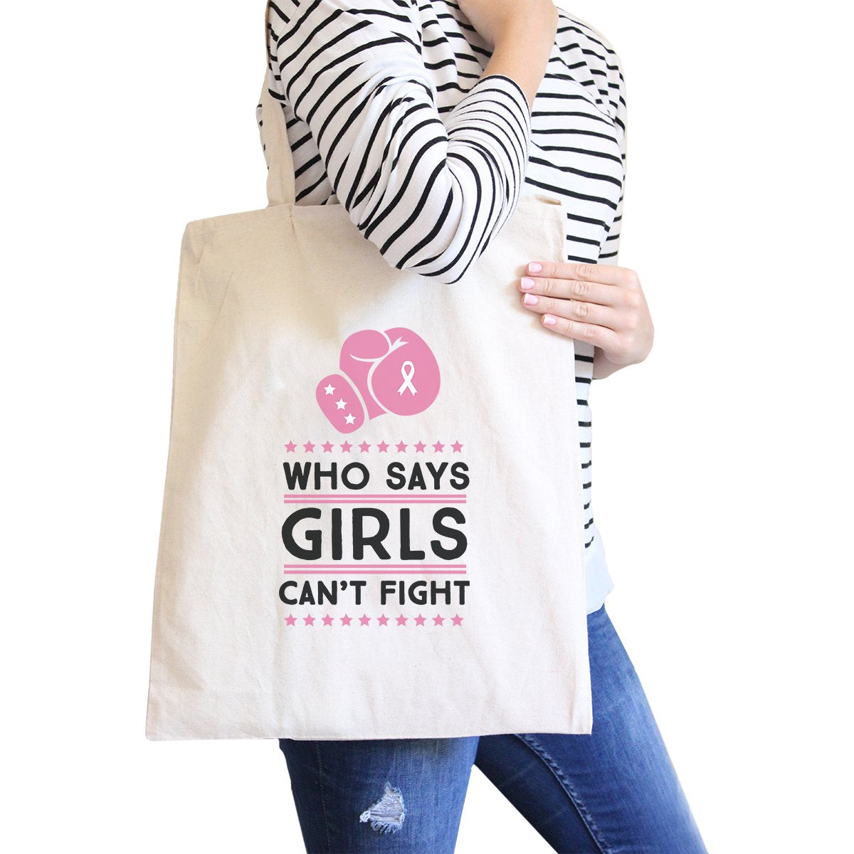 Who Says Girls Can't Fight Natural Canvas Bags