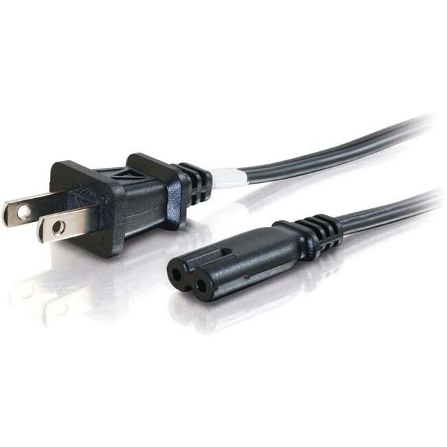 C2G 6ft 18 AWG 2-Slot Non-Polarized Power Cord (NEMA 1-15P to IEC320C7)