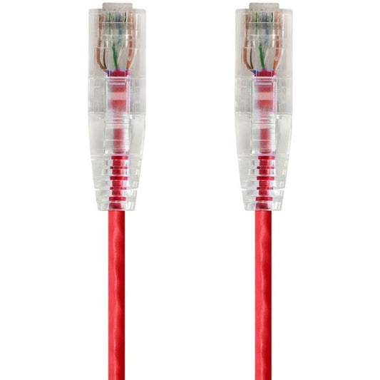 Monoprice SlimRun Cat6 28AWG UTP Ethernet Network Cable, 14ft Red