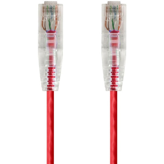 Monoprice SlimRun Cat6 28AWG UTP Ethernet Network Cable, 1ft Red