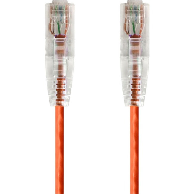 Monoprice SlimRun Cat6 28AWG UTP Ethernet Network Cable, 1ft Orange