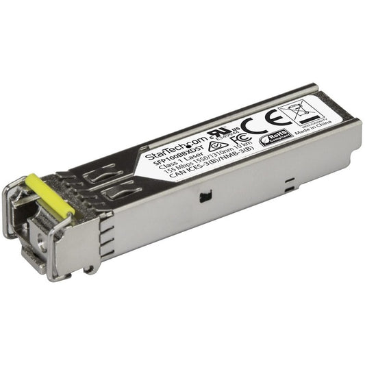 StarTech.com 100BASE-BX MSA Compliant Downstream SFP Module - LC Connector - Fiber SFP Transceiver - Lifetime Warranty - 100 Mbps - Max. Transfer Distance 10 km (6.2 mi)