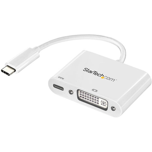 StarTech.com USB-C to DVI Adapter with Power Delivery (USB PD) - USB Type C Adapter - 1920 x 1200 - White