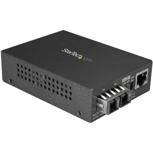 StarTech.com Fiber Media Converter - 1000Base-LX - Single-mode - 10 km - SC Fiber to Ethernet Converter - Fiber to Copper Converter