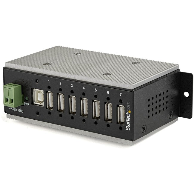 StarTech.com 7 Port Industrial USB Hub - USB 2.0 - 15kV ESD Protection - Surface Mount or DIN Rail Rackmount USB Hub - Metal Housing