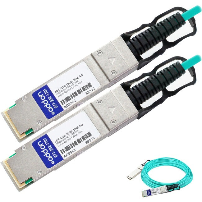 AddOn Dell AOC-Q28-100G-10M Compatible TAA Compliant 100GBase-AOC QSFP28 to QSFP28 Direct Attach Cable (850nm, MMF, 10m)